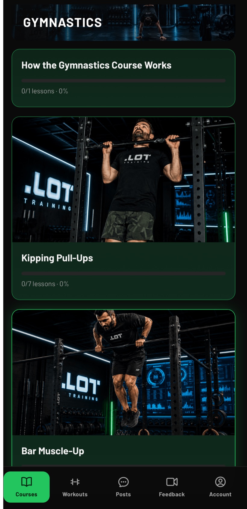 Movement Courses in the LOT Training app