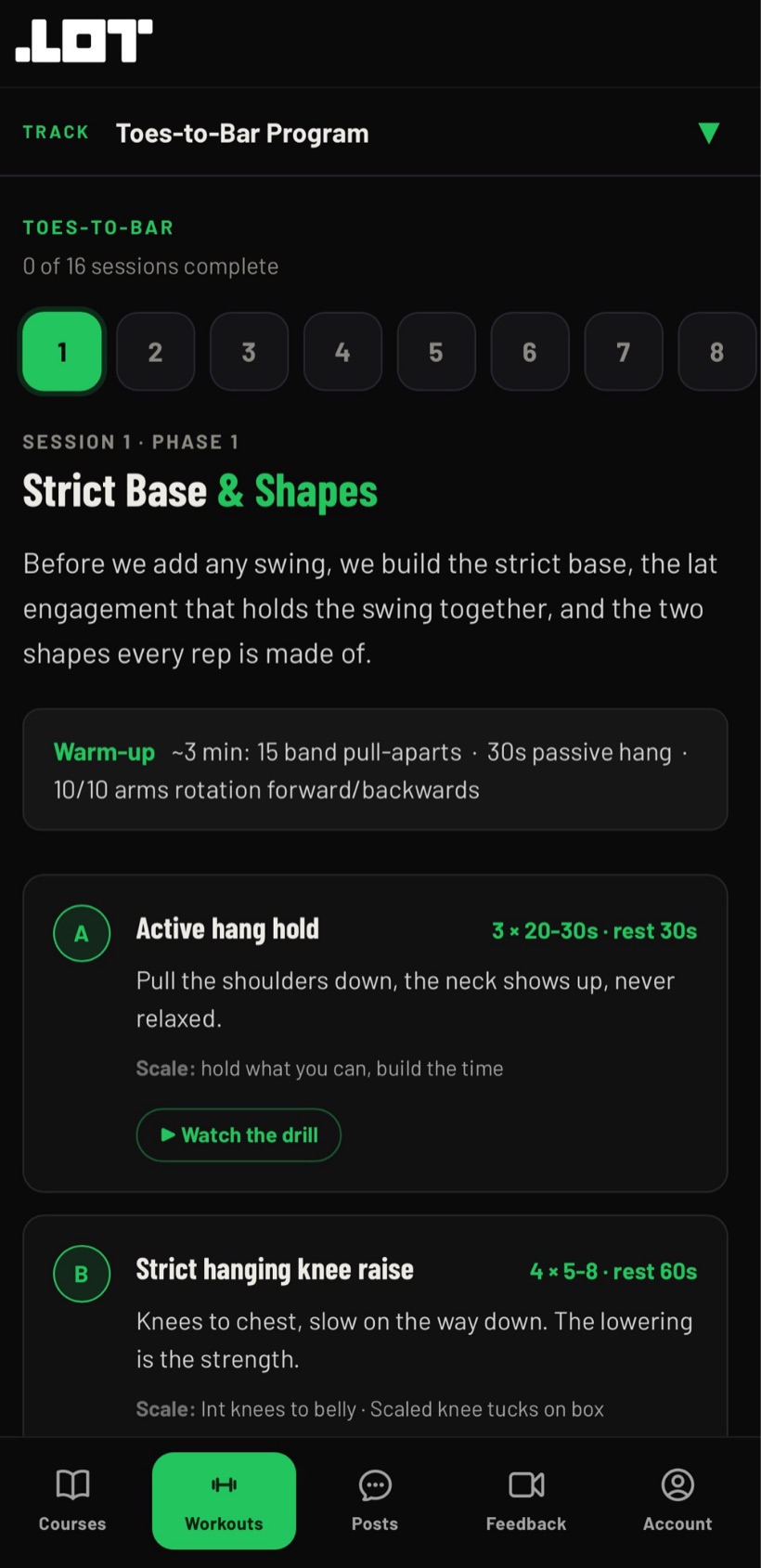 Gymnastics Skill-Fix in the LOT Training app